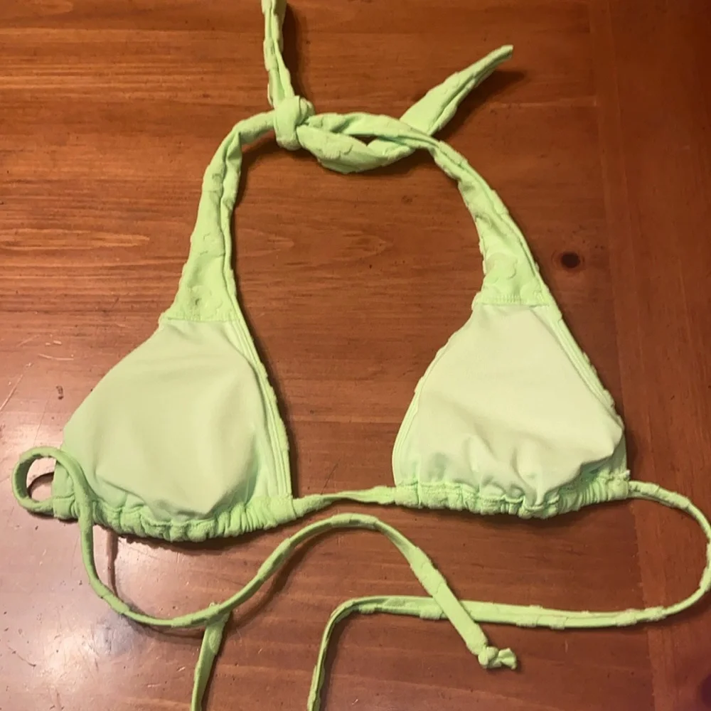 Bright green terry cloth bikini top size small